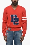 Dsquared2 V-neck Wool College Shetland Sweater In Red