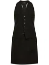 Dsquared2 V-neck Wool Mini Dress In Black