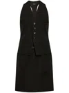 Dsquared2 V-neck Wool Mini Dress In Black