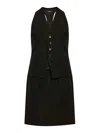 Dsquared2 V-neck Wool Mini Dress In Black