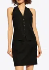Dsquared2 V-neck Wool Mini Dress In Black
