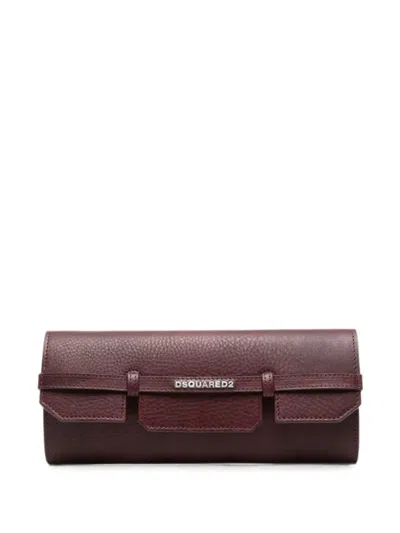 Dsquared2 Vacchetta Logo Clutch In Red
