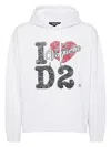 Dsquared2 Graphic Print Hooded Sweatshirt Drawstring In White