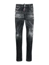 Dsquared2 Distressed Skater Denims With Stonewash Effect In Black