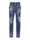 Dsquared2 Paint-splatter Distressed Tapered Jeans In Blue