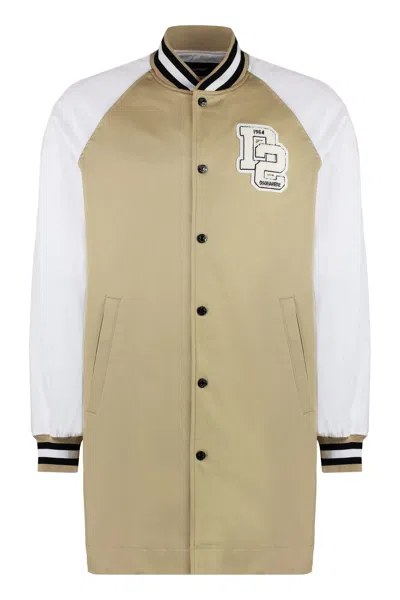 Dsquared2 Varsity Button-front Cotton Jacket In Tan