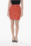 Dsquared2 Vegan Leather Wrap Miniskirt In Red