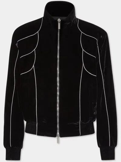 Dsquared2 Velour Bomber Jacket In Black