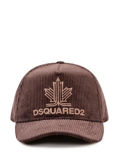 Dsquared2 Velvet Baseball Cap In Marrone