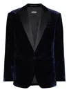 Dsquared2 Velvet Blazer With Front Pockets And Notch Lapel In Blue