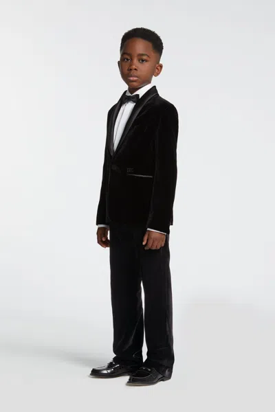 Dsquared2 Velvet Blazer Jacket With D2 Plaque In Black
