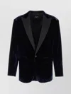 Dsquared2 Velvet Blazer With Front Pockets And Notch Lapel In Black