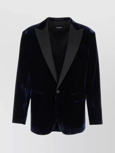 DSQUARED2 VELVET BLAZER WITH FRONT POCKETS AND NOTCH LAPEL