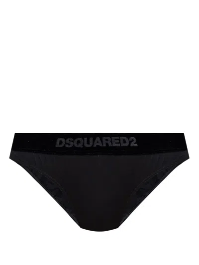 Dsquared2 Velvet-trim Briefs In Black