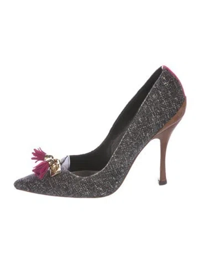 Pre-owned Dsquared2 Velvet Tweed Pattern Pumps In Gray