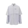 Dsquared2 Versized Hybrid Cotton Shirt In Blue