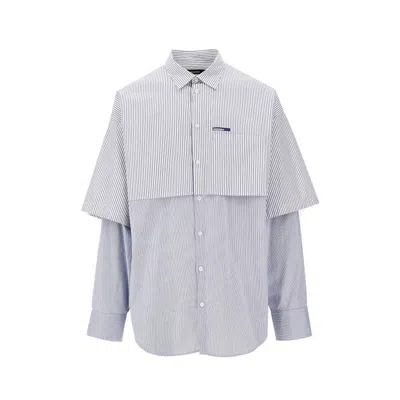 Dsquared2 Versized Hybrid Cotton Shirt In Blue