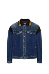 Dsquared2 Panelled Denim Blazer Spread Collar In Blue