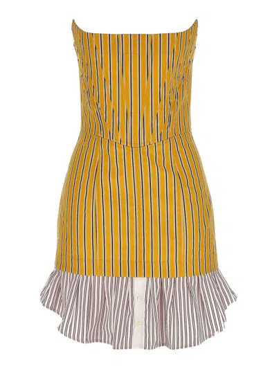 Dsquared2 Striped Corset Dress In Yellow