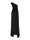 Dsquared2 One Shoulder Viscose Crepe Long Dress In Black