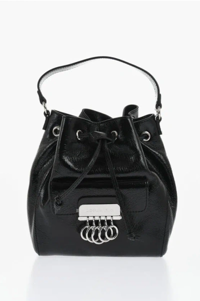 Dsquared2 Vinil Leather Bucket Bag With Metallic Detail In Black