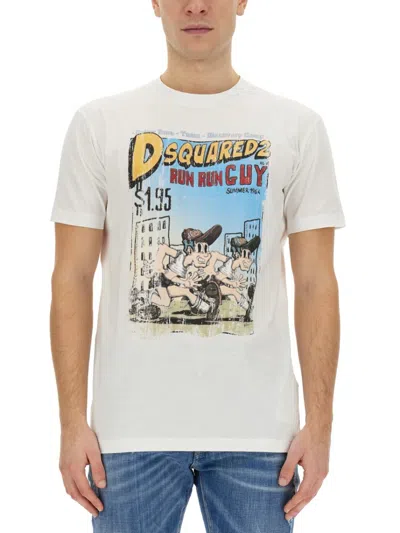 Dsquared2 Vintage Comic Graphic Print T-shirt In White