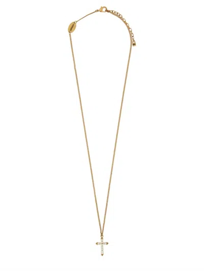 DSQUARED2 DSQUARED2 VINTAGE CROSS NECKLACE WITH POLISHED FINISH AND ADJUSTABLE CHAIN