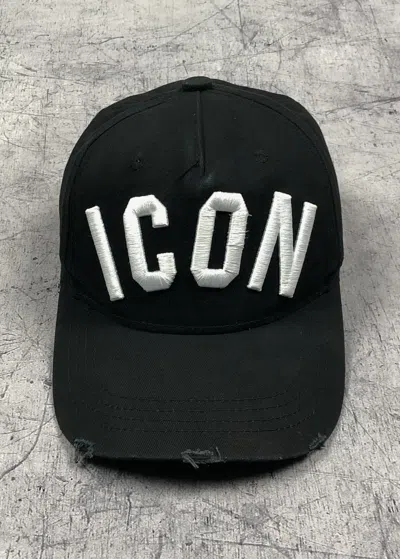 Pre-owned Dsquared2 Vintage  Icon Volume Embroidered Logo Cap Y2k In Black