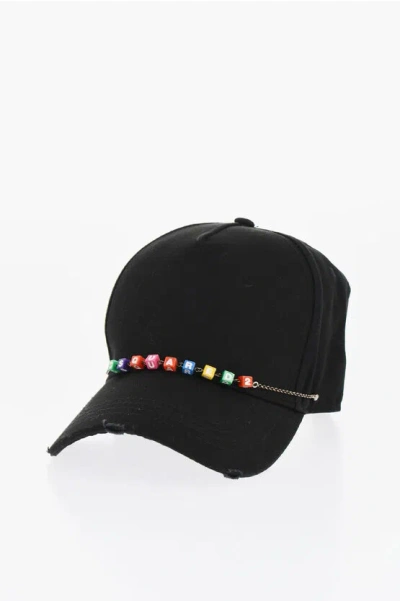 Dsquared2 Vintage-effect Baseball Cap With Chain Logo In Black