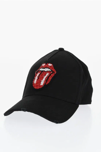 Dsquared2 Vintage Effect Cap With Beads Detail In Black