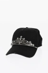 Dsquared2 Vintage Effect Cap With Frontal Maxi Jewels In Black