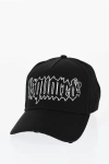 Dsquared2 Vintage Effect Cap With Rhinestone And Gothic Print Logo