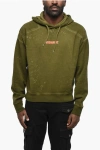 Dsquared2 Vintage Effect Cipro Fit Hoodie With Printed Logo In Green