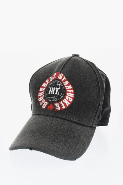 Dsquared2 Vintage-effect Cotton Baseball Cap In Black