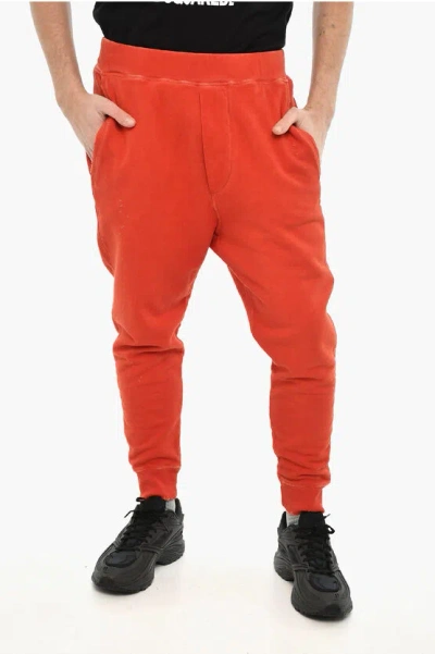 Dsquared2 Vintage Effect Cotton Joggers In Orange