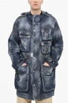 Dsquared2 Vintage Effect Denim Parka With Utility Pockets
