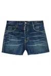 Dsquared2 Vintage Effect Denim Shorts In Navy Blue