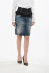 Dsquared2 Vintage Effect Denim Skirt With Corset Grösse 40 In Blue