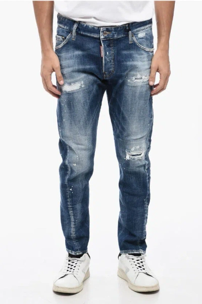 Dsquared2 Vintage Effect Distressed Sexy Twist Jeans 16cm In Blue