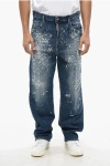 Dsquared2 Vintage Effect Loose Jeans With Leather Patch 22cm In Blue