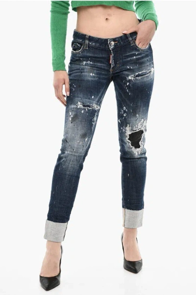Dsquared2 Vintage Effect Regular Jeans With Leather Patch