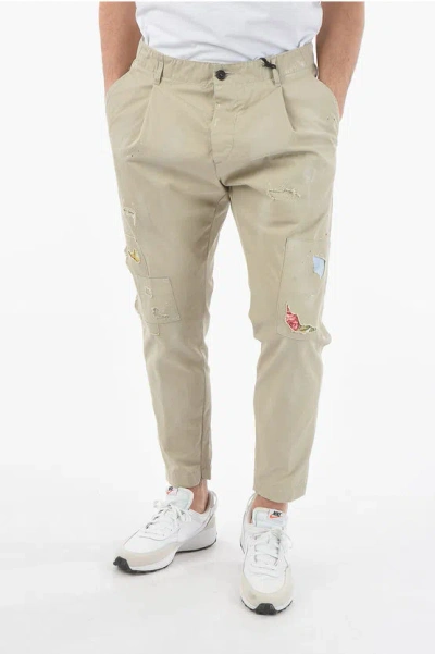 Dsquared2 Vintage Effect Single-pleat Hand Me Down Fit Pants In Neutral