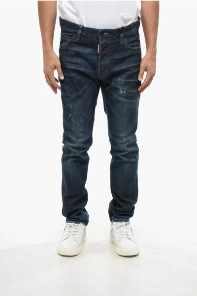 Dsquared2 Vintage Effect Straight Leg Cool Guy Jeans 17cm In Blue