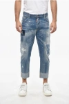 Dsquared2 Vintage Effect Stretch Denim Sailor Jeans 18cm In Blue