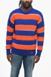 Dsquared2 Vintage Effect Striped Crew-neck Sweater In Blue