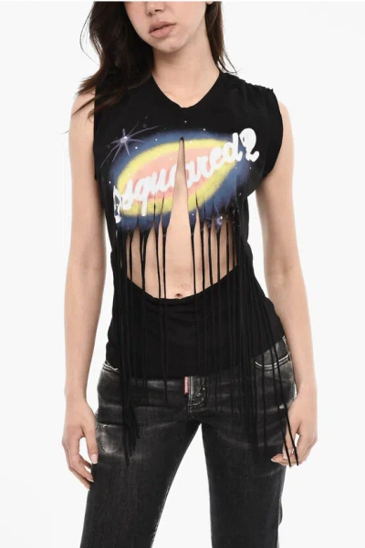 Dsquared2 Vintage Effect Top With Fringes