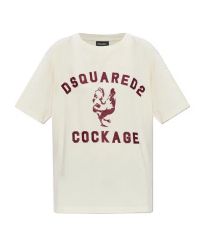 Dsquared2 Vintage Fade Just Right Fit T-shirt In White