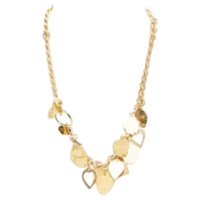 Pre-owned Dsquared2 Vintage Gold-tone Etched Boys Names Heart Breaker Charms Necklace In Multi