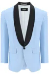 DSQUARED2 VINTAGE-INSPIRED WOOL BLAZER WITH CONTRAST SILK SATIN LAPELS FOR MEN