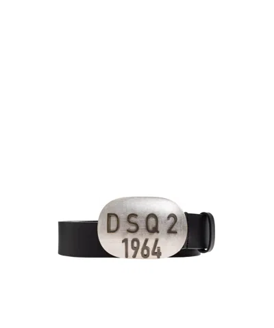 Dsquared2 Vintage Leather Belt In Black